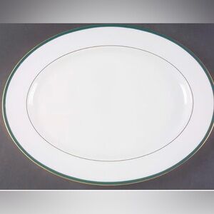 Lenox Debut Margaret 16” Bone Oval Serving Platter with Deep Teal & Gold Accents